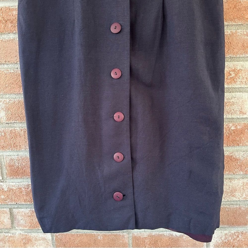 Talbots Linen Blend Button Up Sleeveless Shift Dress Women’s 10 Vintage Navy - Picture 3 of 8